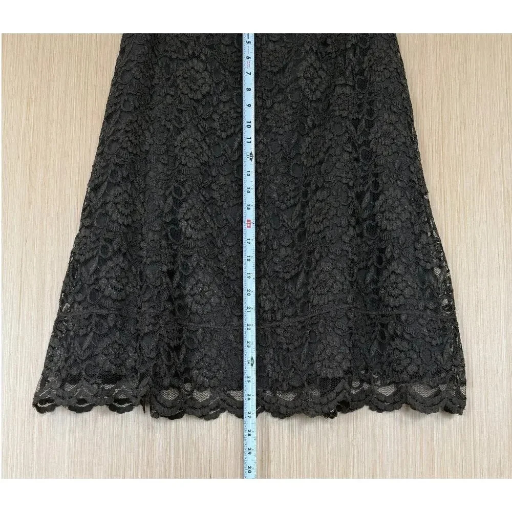 Vtg Y2K Old Navy Floral Lace Midi Skirt Womens Size 12 Brown Forest Fairy